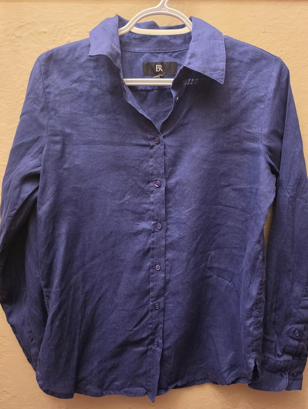 Banana Republic 100% Linen Button Down Shirt Blue XS/S Coastal Minimalist